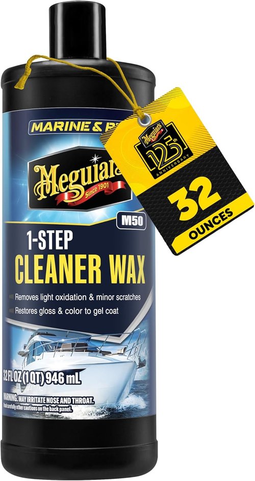 Meguiar's M5032 Marine/RV Cleaner Wax - One Step Formula for Shine & Protection | 32 Oz
