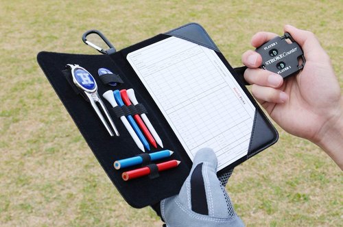 Handy Picks Golf Scorecard Holder n Yardage Book Cover in Genuine Leather - Divot Repair Tool, Ball Marker, Golf Tees, Pencil n Scorecards, Scorer Included, Gift for Golfers