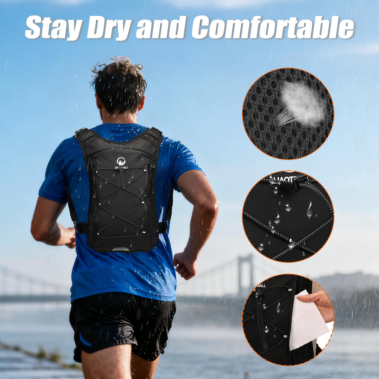 ONETOALL Running Vest with 2L Leakproof Water Bladder, Chest Pack for Hunting with Insulated Compartment for Men & Women Running, Cycling, Camping, Hiking, Skiing