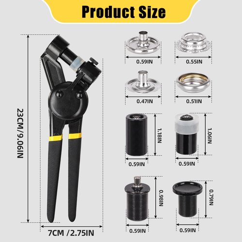 Titoe Canvas Snap Kit Heavy Duty Snap Fastener Tool Adjustable Snap Setter Tool Includes 30 Sets 15mm Snaps for Boat Cover, Replacing Metal Snaps, Repairing Boat Covers, Canvas, Sewing, Tarps