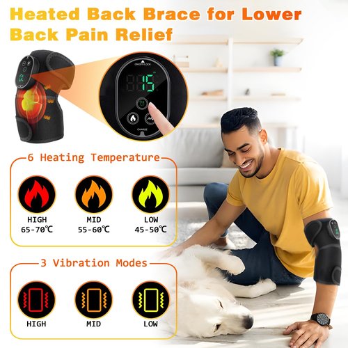 Atlodas Knee Heating Pad, Knee Massager with Heat and Vibration, Heating Pad for Knee, Massage Heated Knee Brace Wrap for Shoulder Elbow Knee, Keep Knee Warmer Stress Relief