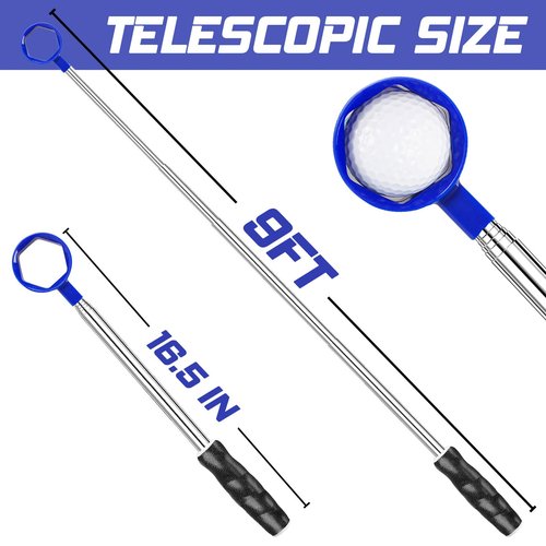 Melanther Golf Ball Retriever Telescopic 9FT – Stainless Steel Shaft, Unbreakable Nylon Head Retriever for Water, Golf Accessories & Ideal Gift for Men