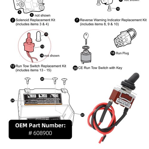 Roykaw Golf Cart Run Tow Switch Compatible with EZGO RXV 2008-up & 2010-up 2Five Electric Golf Cart, Replace OEM# 608900