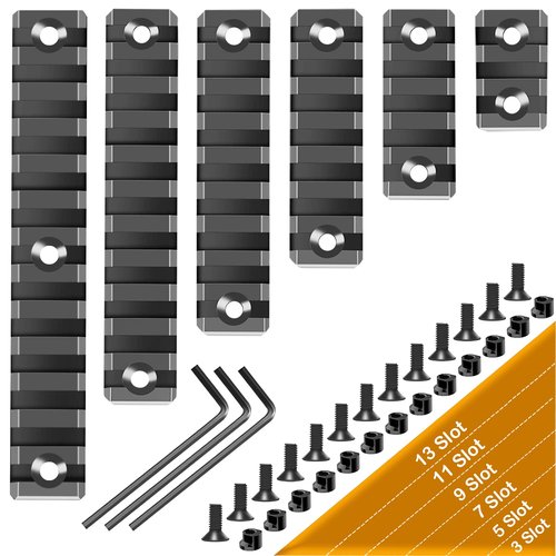 FENTUK Single Keymod Picatinny Rails Set 3 5 7 9 11 13 Slot with 13 T-Nuts & 13 Screws, 3 Allen Wrench - Black