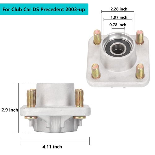 10L0L Golf Cart Front Wheel Hub Assembly 2 PCS for Club Car DS & Precedent 2003-up OEM# 102357701 with Hub Bearing/Oil Seal/Dust Cover