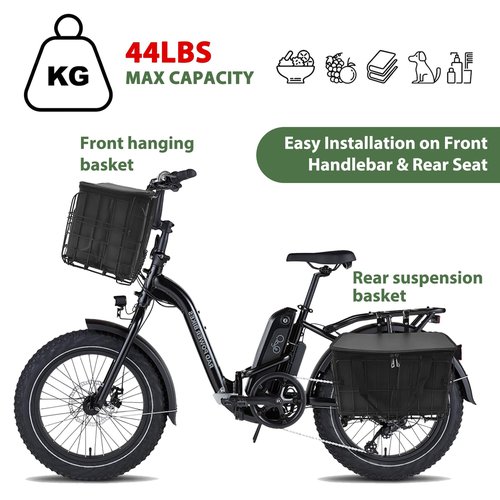 LIQING Bike Basket Front Folding Bicycle Basket with Removable Liner Bag, Quick Release Design Metal Ebike Basket for Adult Women/Men Carrying Dogs, Pets, Fruit & Grocery (L-Black)