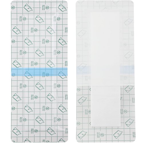 Long Waterproof Bandage Knee Replacement Surgery | 4x12 Inch Shower Protector Island Dressing Pad Bordered Gauze | Hip Surgery Recovery Large Wounds Incision Cover with Adhesive Border (Pack of 14)