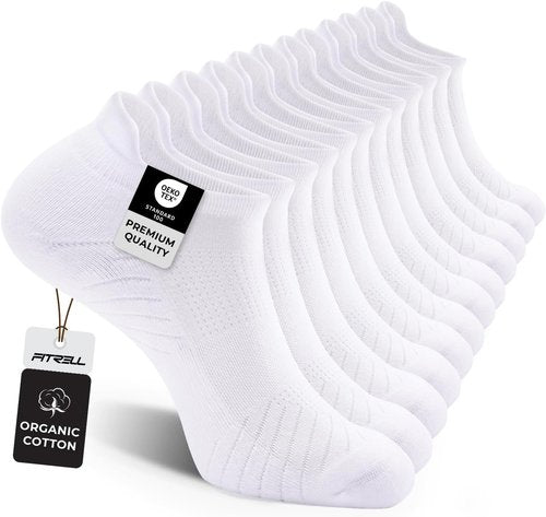 FITRELL Men's Athletic Running Ankle Socks - 6 Pack, Cushioned, Breathable, Anti-Blister, Low Cut