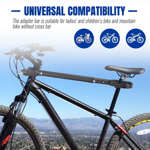 BUNKER INDUST Bike Bar Adapter Bike Rack, Bicycle Top Tube Cross Bar Rack Adjustable Bike Frame for Bike and Ebike, Wight Capacity 70 LBS