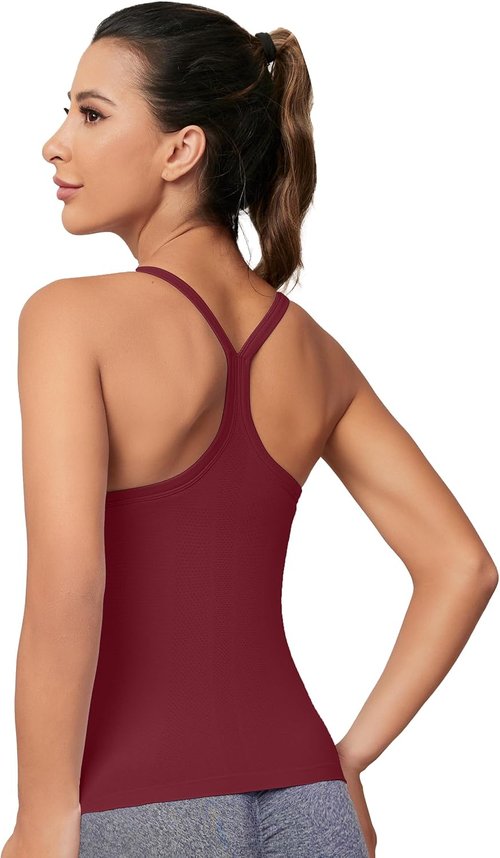 MathCat Workout Tank Tops - Sleeveless Gym Tops with Built-In Bra | Seamless Racerback Yoga Shirts