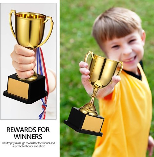 BESPORTBLE Gold Trophy Cup - Plastic Award for Sports Competitions & Team Recognition | Square Base