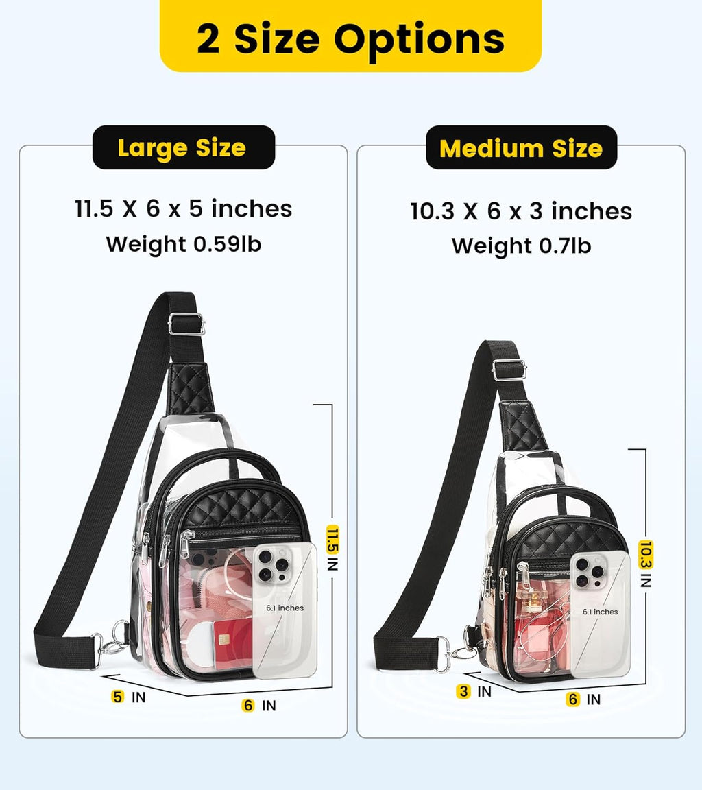 Vorspack Clear Bag for Stadium Events - Crossbody Bag for Women Clear Stadium Bag for Concerts Sports Festivals