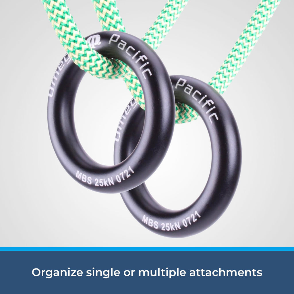 Omega Pacific Rappel Ring - Solid Seamless Aluminum Design, Outdoor Adventure Gear, 25kN Breaking Strength, Black, Large