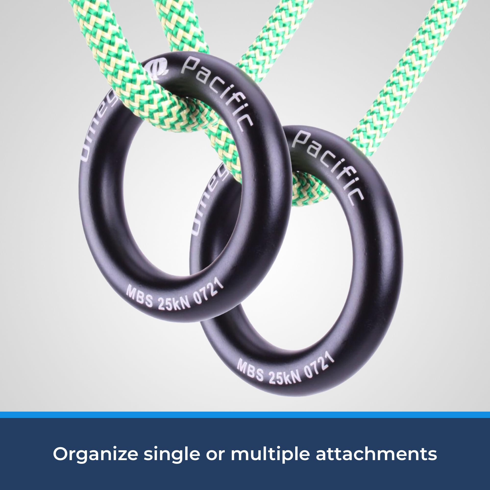 Omega Pacific Rappel Ring - Solid Seamless Aluminum Design, Outdoor Adventure Gear, 25kN Breaking Strength, Black, Large