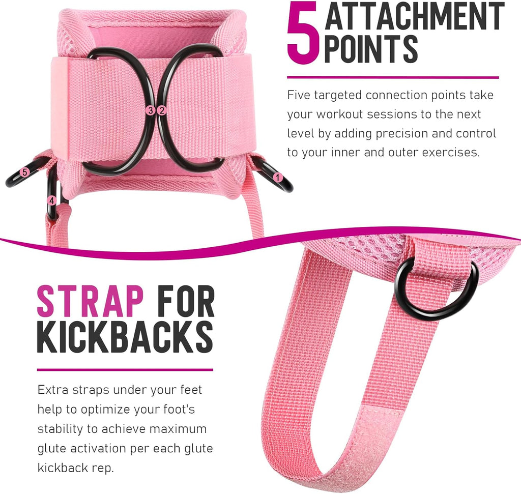 WALITO Gym Ankle Straps - Glute Kickback Cuffs for Women | Cable Machine Accessories for Lower Body Workouts