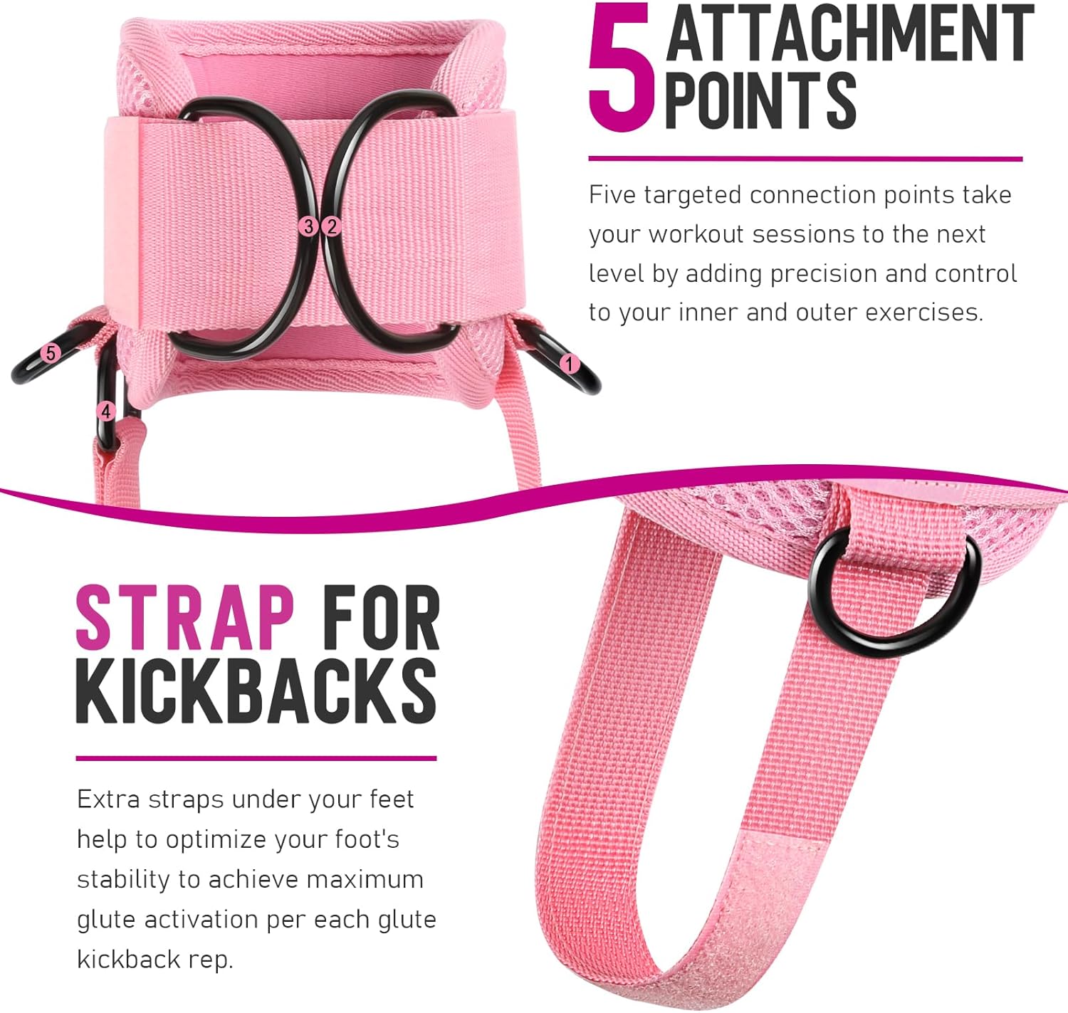 WALITO Gym Ankle Straps - Glute Kickback Cuffs for Women | Cable Machine Accessories for Lower Body Workouts