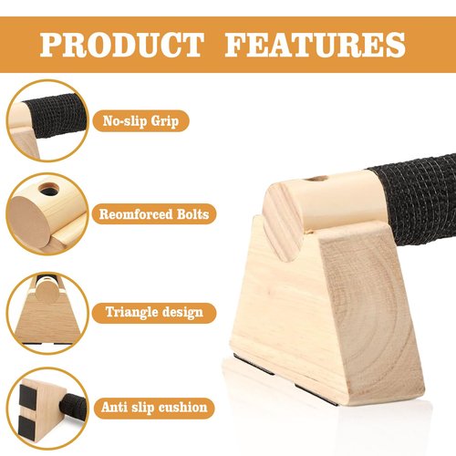 Parallettes Push Up Bar, Calisthenics Strength Training Equipment for Home, Wooden Pushup Handles for Floor