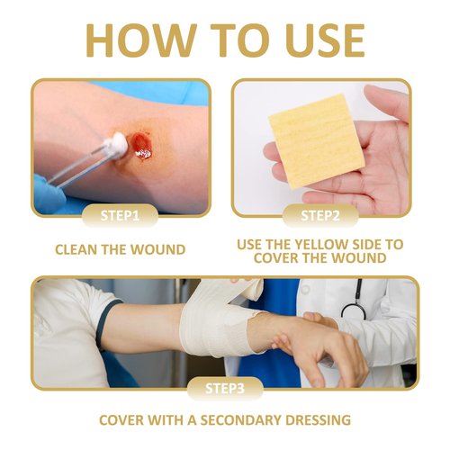 Dr. Med Manuka Honey Calcium Alginate Dressing 2"x2" (10 PCS/Box), Highly Absorbent dressings with Honey for Abrasions, Burns, Diabetic Foot, Pressure Sores and Venous Ulcers Faster Wound Care