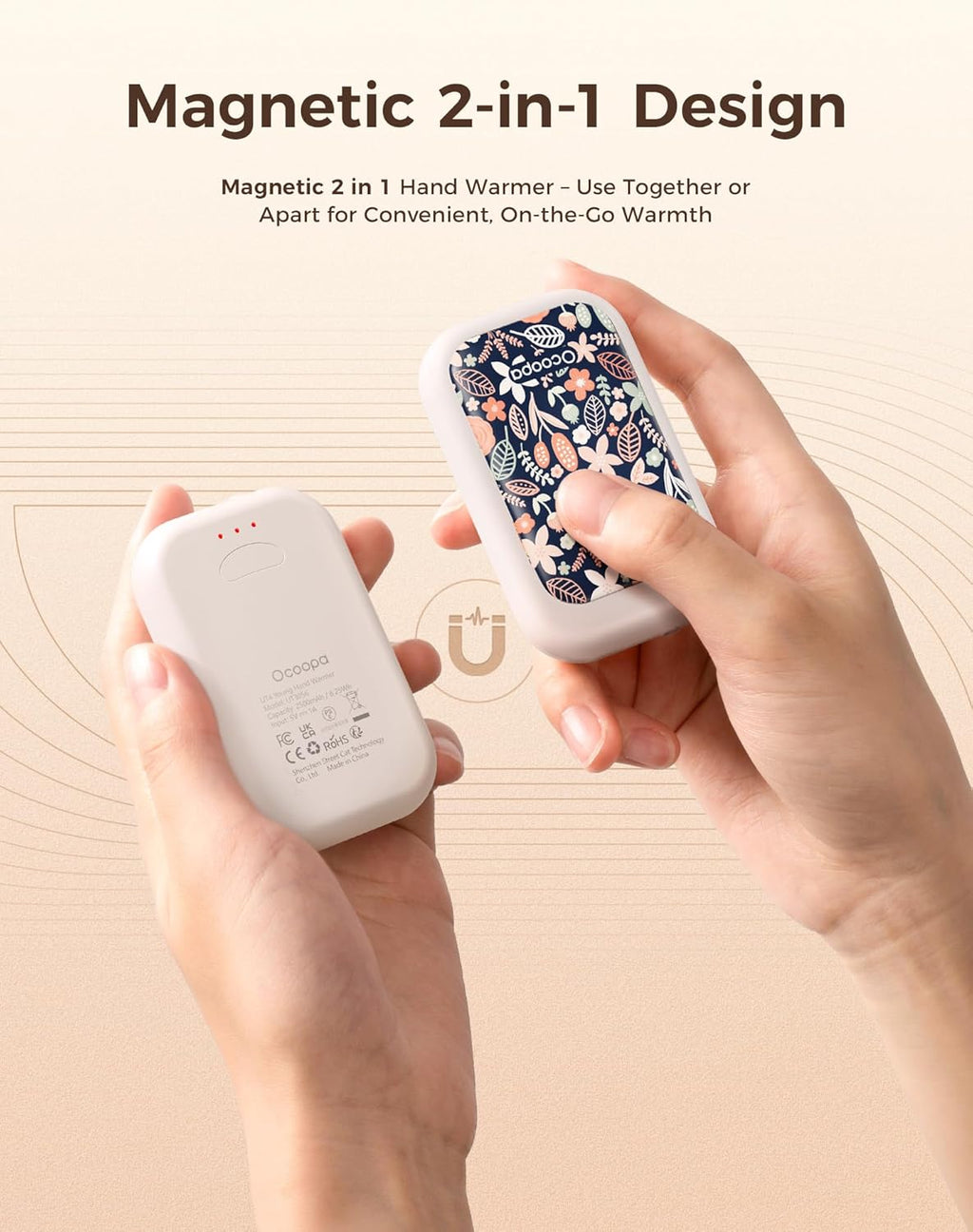 OCOOPA Rechargeable Magnetic Hand Warmers - Ultra-Thin 5000mAh Electric Glove Heaters | Perfect Winter Gifts for Men & Women