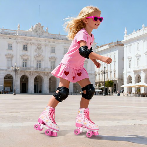 METROLLER Classic Roller Skates Girls Ages 8-12 Women's Quad Skates with Light up Wheels, High-top PU Leather Indoor Recreational Skates