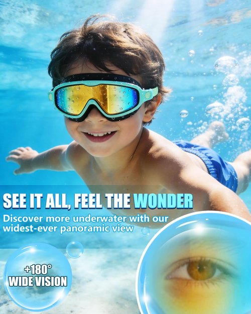 Aegend Swim Goggles for Kids 3-14 - 2 Pack Wide Frame, Anti-Fog & UV Protection for Clear Vision