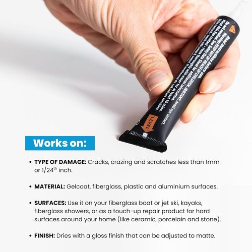 MagicEzy Hairline Fix Gelcoat Repair Kit - Fix Cracks & Scratches Like a Pro - Strawberry Color for Boats & Jet Skis