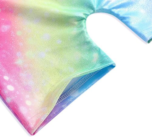 HOZIY Gymnastics Leotards for Girls - Fun Biketards with Shorts in Rainbow Unicorn Design