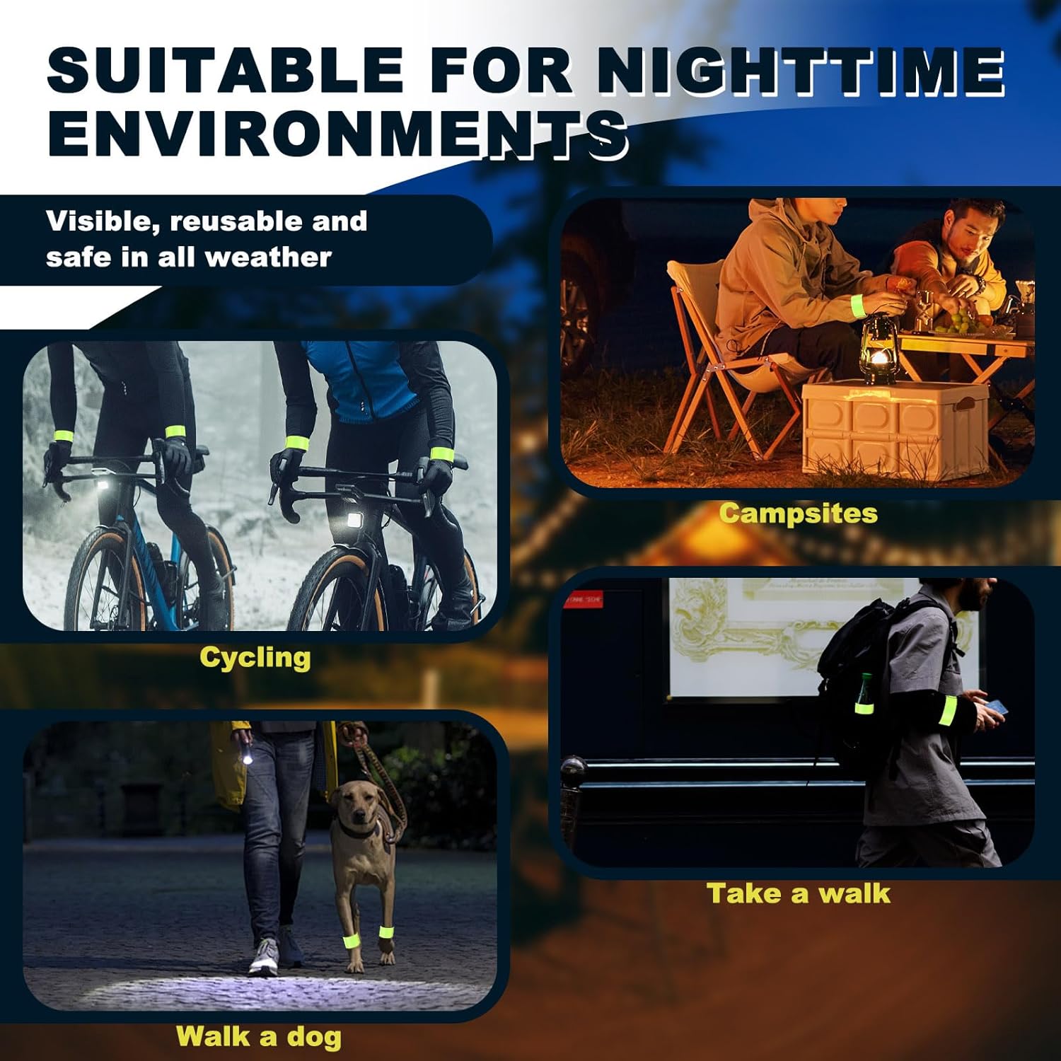 Skiennix Reflective Arm Bands - 30 Pcs High Visibility Snap Bracelets for Night Jogging & Cycling