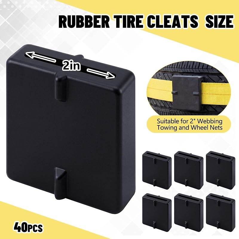 40 Pcs Rubber Tire Cleats for 2" Straps - Tire Tie Down Cleats (Variation: 40)