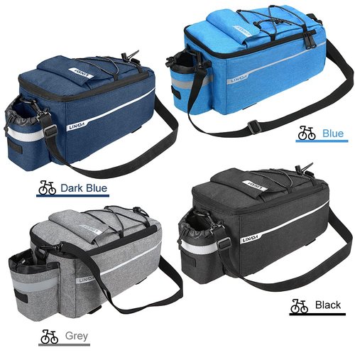 Lixada Bike Panniers Bike Trunk Bag Insulated Bag for Warm/Cool Items, Bicycle Rear Rack Storage Luggage Bicycle Seat Multifunctional Insulated Trunk Cooler Bag Shoulder Bag 11.4 6.3 6.7in (Dark Blue)
