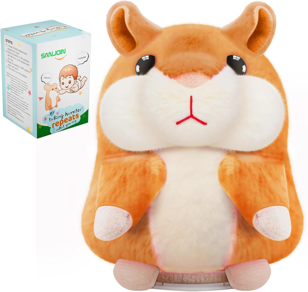 SANJOIN Talking Hamster Toy - Interactive Plush Repeater for Kids Ages 2-8 | Perfect Birthday Gift (Brown)