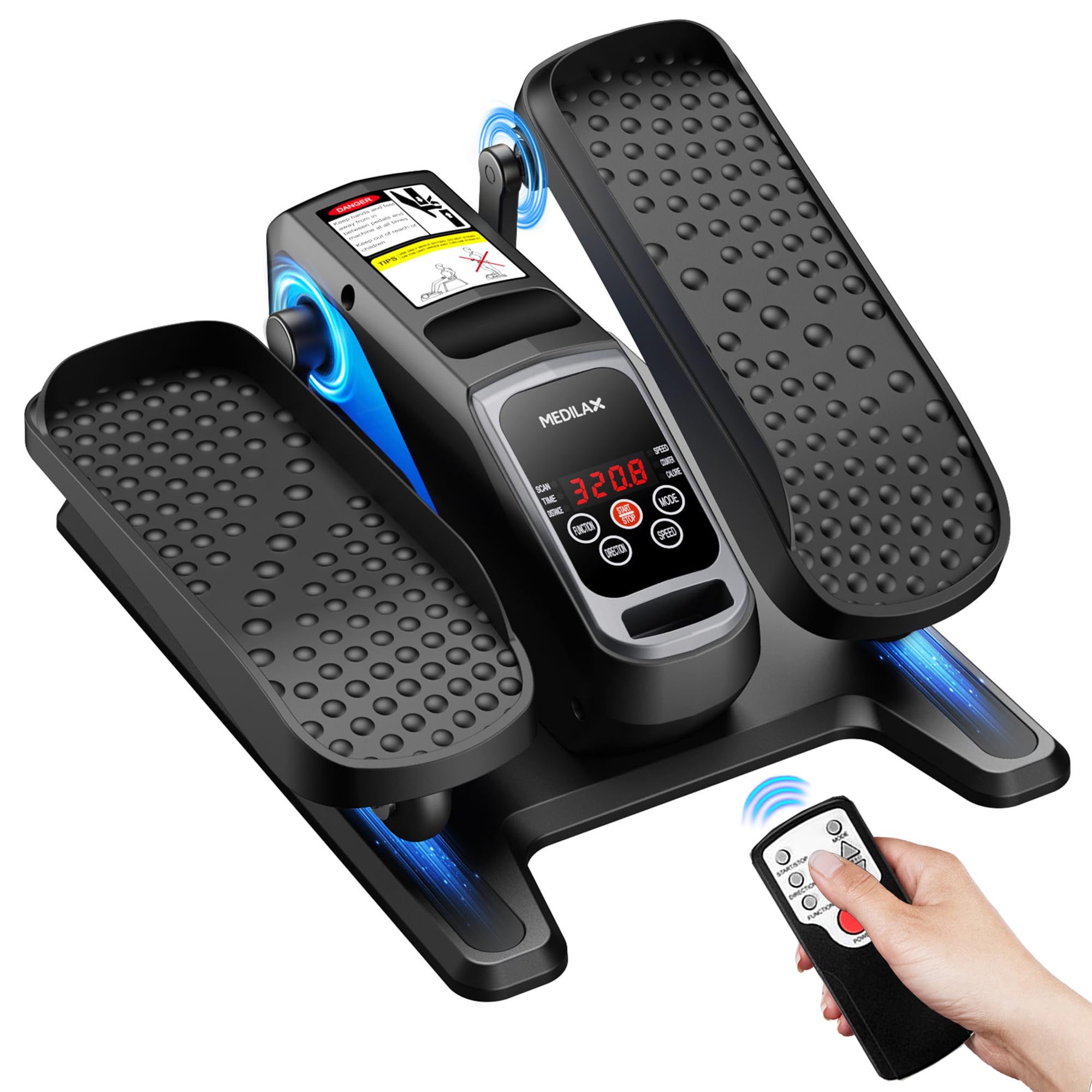 Under Desk Elliptical Machine,Ellipse Leg Exerciser Electric with Remoter,12 Manual Adjustable Speed and 3 Automatic Speed,Portable Seated Pedal Exerciser for Seniors,Adults,Home,Office, Black