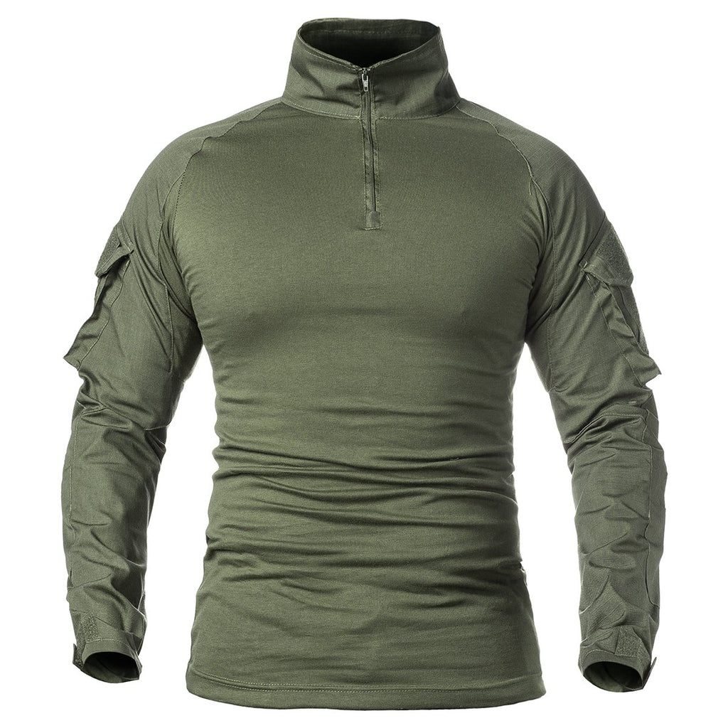ReFire Gear Men's Military Tactical Army Combat Long Sleeve Shirt Slim Fit Camo T-Shirt with 1/4 Zipper