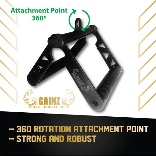 Gainz - V-Bar Cable Attachment/Landmine Handle for Barbell and Machines(Foldable) - T Bar, Double D, Multi Grip