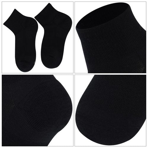 RTZAT Men 90% Merino Wool Ankle Business Casual Moisture Wicking Arch Support Everyday Lightweight Thin Wool Socks, Black, X-Large