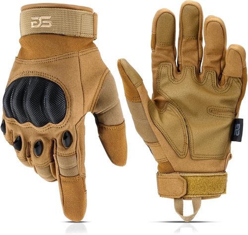 Glove Station Touchscreen Utility Gloves for Men - Hard Knuckle Protection for Motorcycle & Outdoor Work | Tan, Medium
