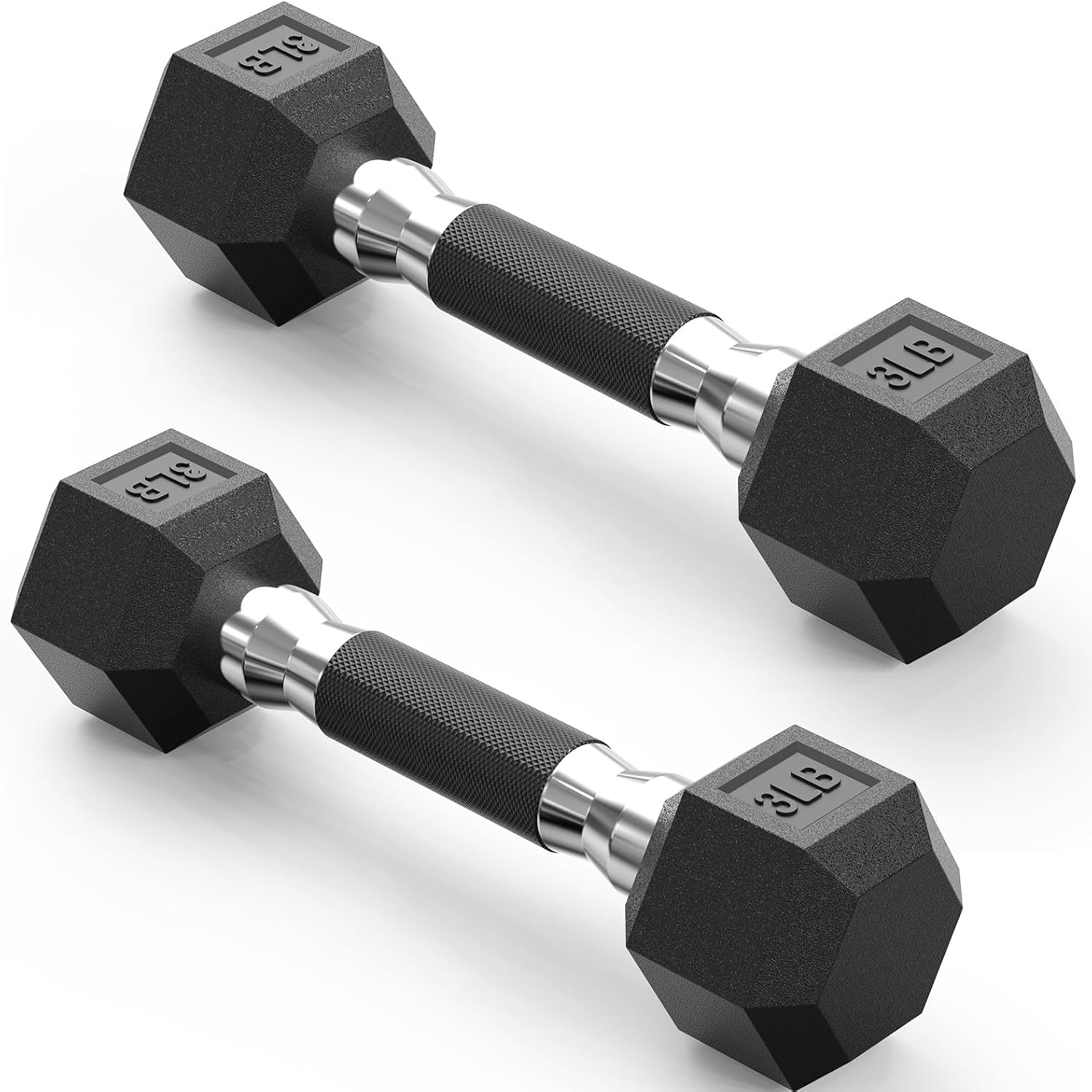 PAPABABE Hex Dumbbell Set - Odorless Rubber Coated Weights 2.5-125lb | Perfect for Home Gym & Strength Training