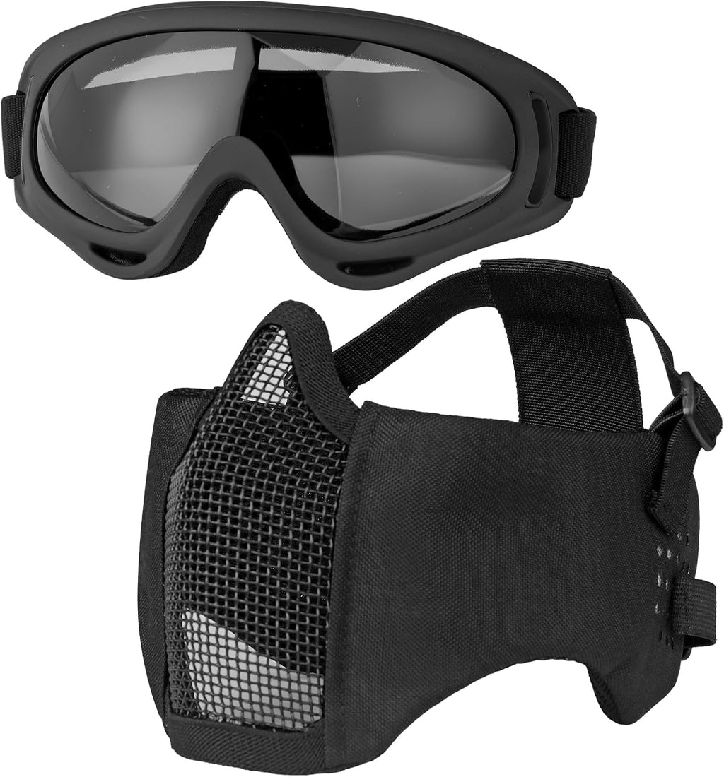 VPZENAR Tactical Airsoft Helmet - Full Face Protection with Anti-Fog Goggles & Mesh Mask | Black