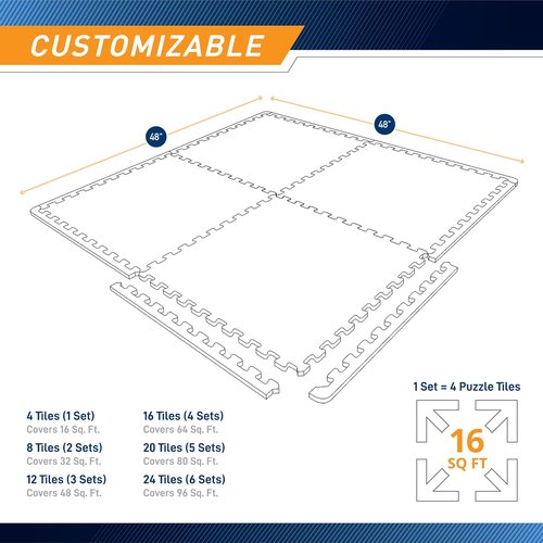 Marcy Interlocking EVA Foam Gym Floor Mat - Dual Density Rubber for Exercise Equipment | 40" Size