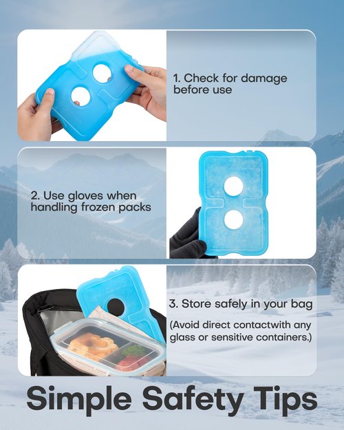 HOTOR Reusable Ice Packs for Cooler & Lunch Boxes – Slim, BPA-Free, Leakproof Gel Packs for Lunch Bag, Cooler Backpack & Travel Food Storage (4 Packs), 4.8" x 0.5" x 7.0"