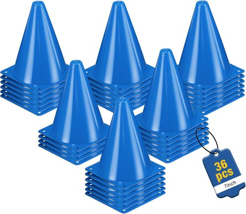 Durable 7-Inch Soccer Cones - 36pcs Plastic Traffic Cones for Sports Training & Agility Drills