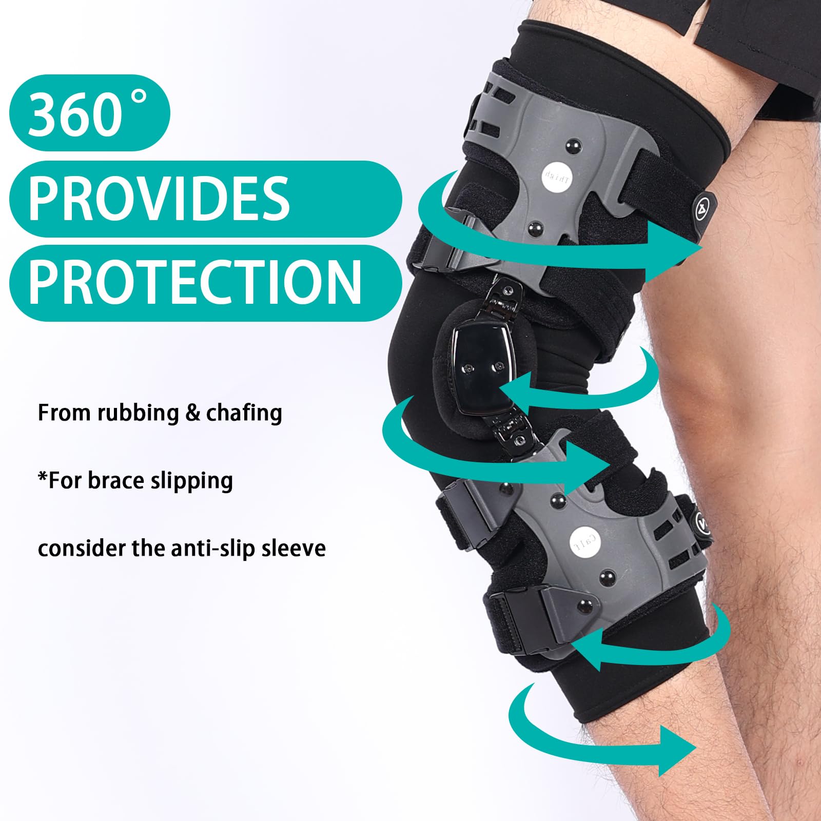 DOUKOM Knee Brace Undersleeve for Men & Women, Leg Undersleeve for Knee Brace Closed Patella Protects Skin from Abrasions and Irritations (L)
