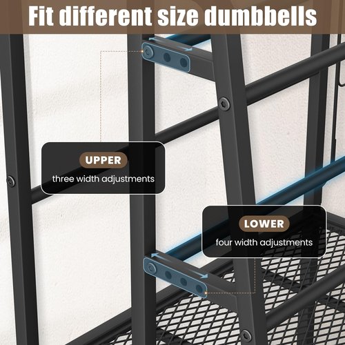 Weight Rack for Home Gym, Vopeak Dumbbell Rack Stand Only, Adjustable Weight Rack for Dumbbells, Kettlebells Yoga Mat, Home Gym Storage Rack with Wheels and Hooks, Powder Coated Finish Steel