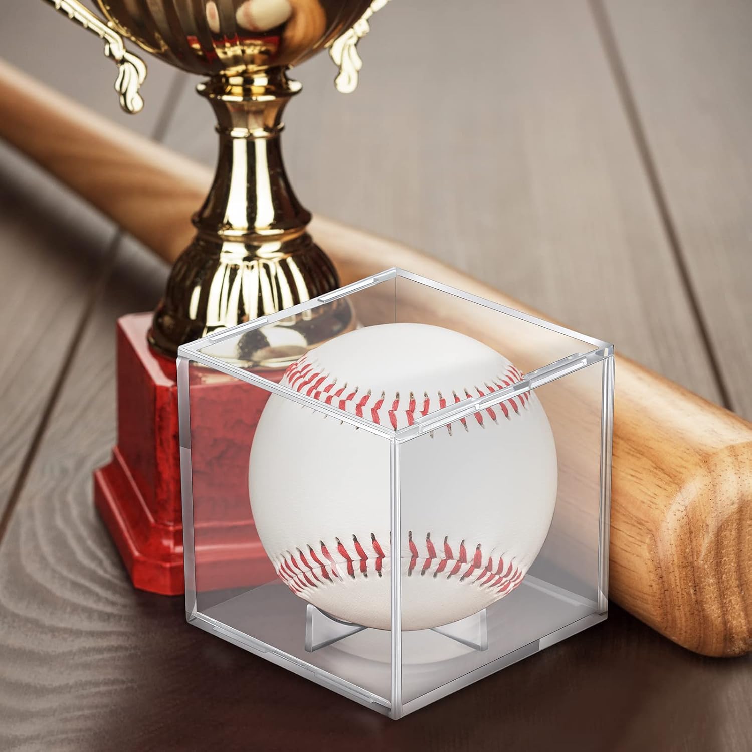 Skiennix 18 Pcs Baseball Display Case - Clear UV Protected Acrylic Cube Box for Official Size Balls