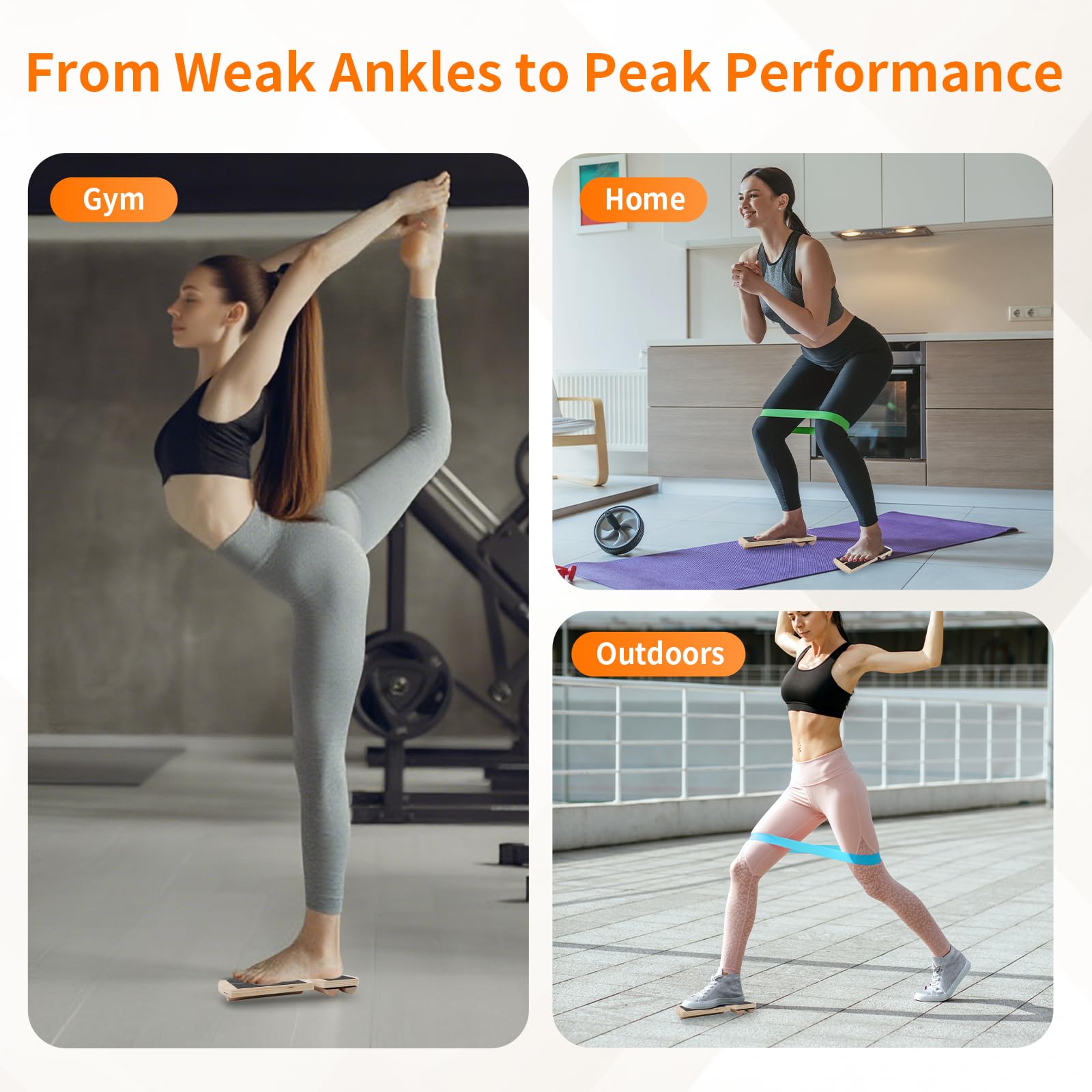 Nuaoi Ankle Balance Board Foot Trainer - 2 x Single Leg Balance Board Ankle Exerciser Strengthener with 6 Balance Bars & 5 Resistance Bands for Balance Training Sprained Ankles Plantar Fasciitis
