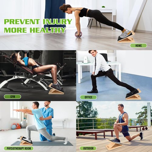 Adjustable Slant Board for Calf Stretching - Portable Wooden Incline Board for Physical Therapy, Squats & Pilates - Calf Stretcher for Ankle, Heel & Leg Support