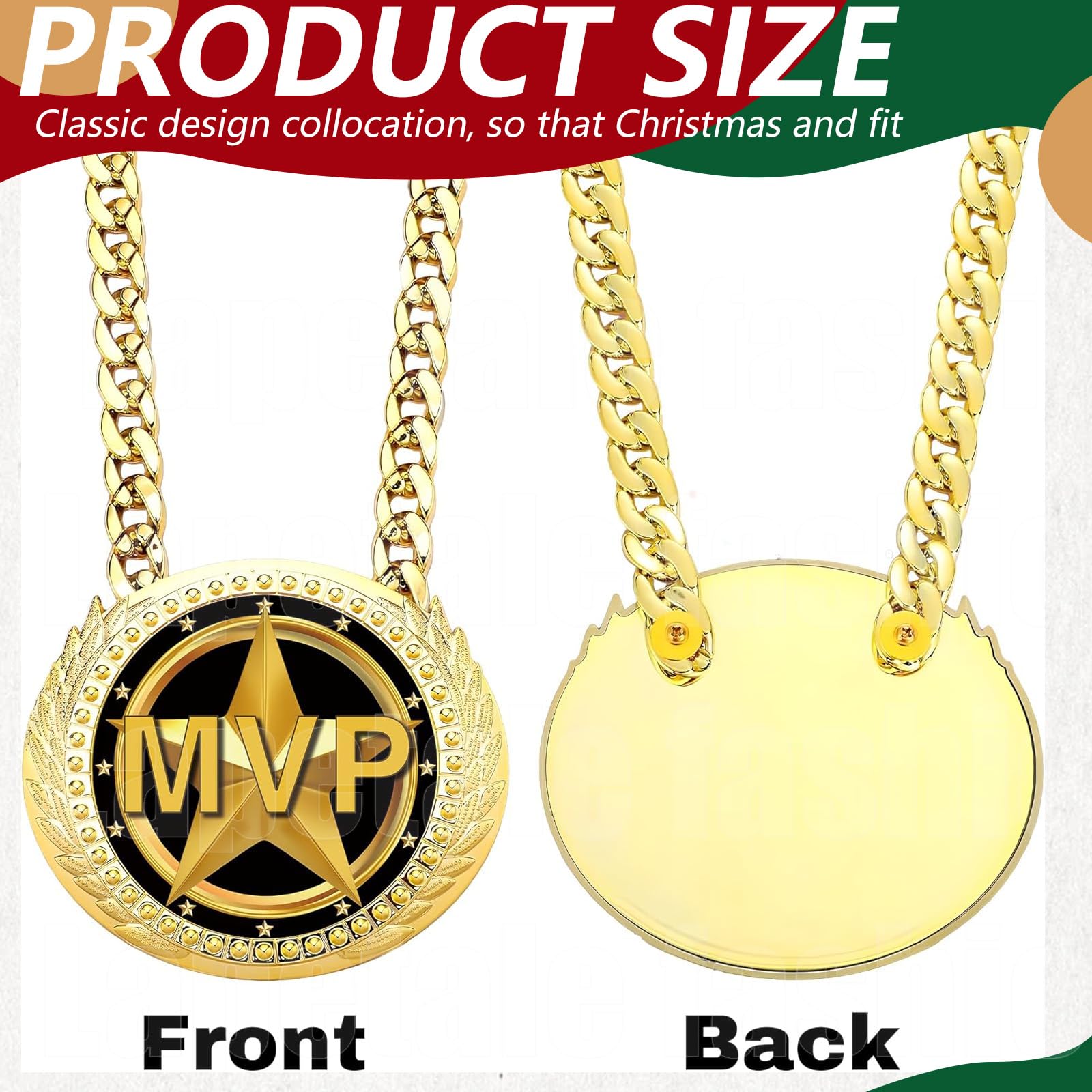 Greatest of All Time Turnover Chain - 6" Big Gold Awards Medal Goat Trophy Necklace Champion Chain for Football Fantasy Basketball Soccer Sports Achievements MVP Turnover Chain Athlete Prize Gifts