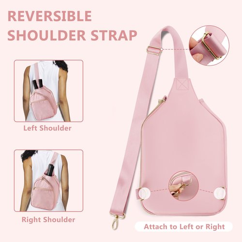 Prokva Pickleball Bag for Women, Pickleball Paddle Sling Bag, Pickle Ball Bag for Pickleball Accessories, Pink (Patent Design)