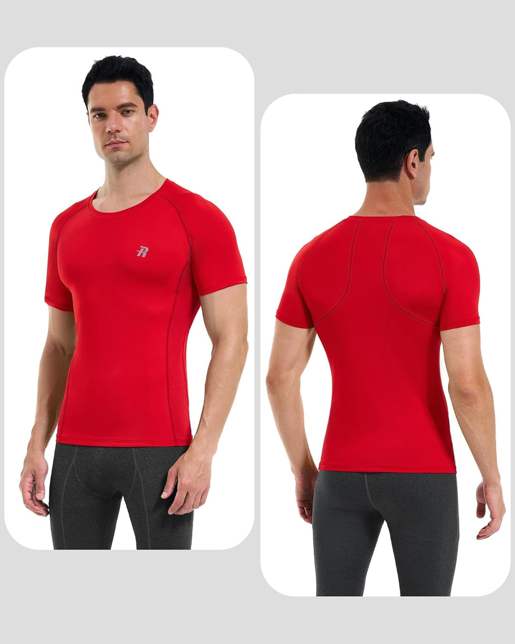 Runhit Men's Compression Shirt - Short Sleeve Athletic Tee for Cool Dry Workout | Base Layer Undershirt