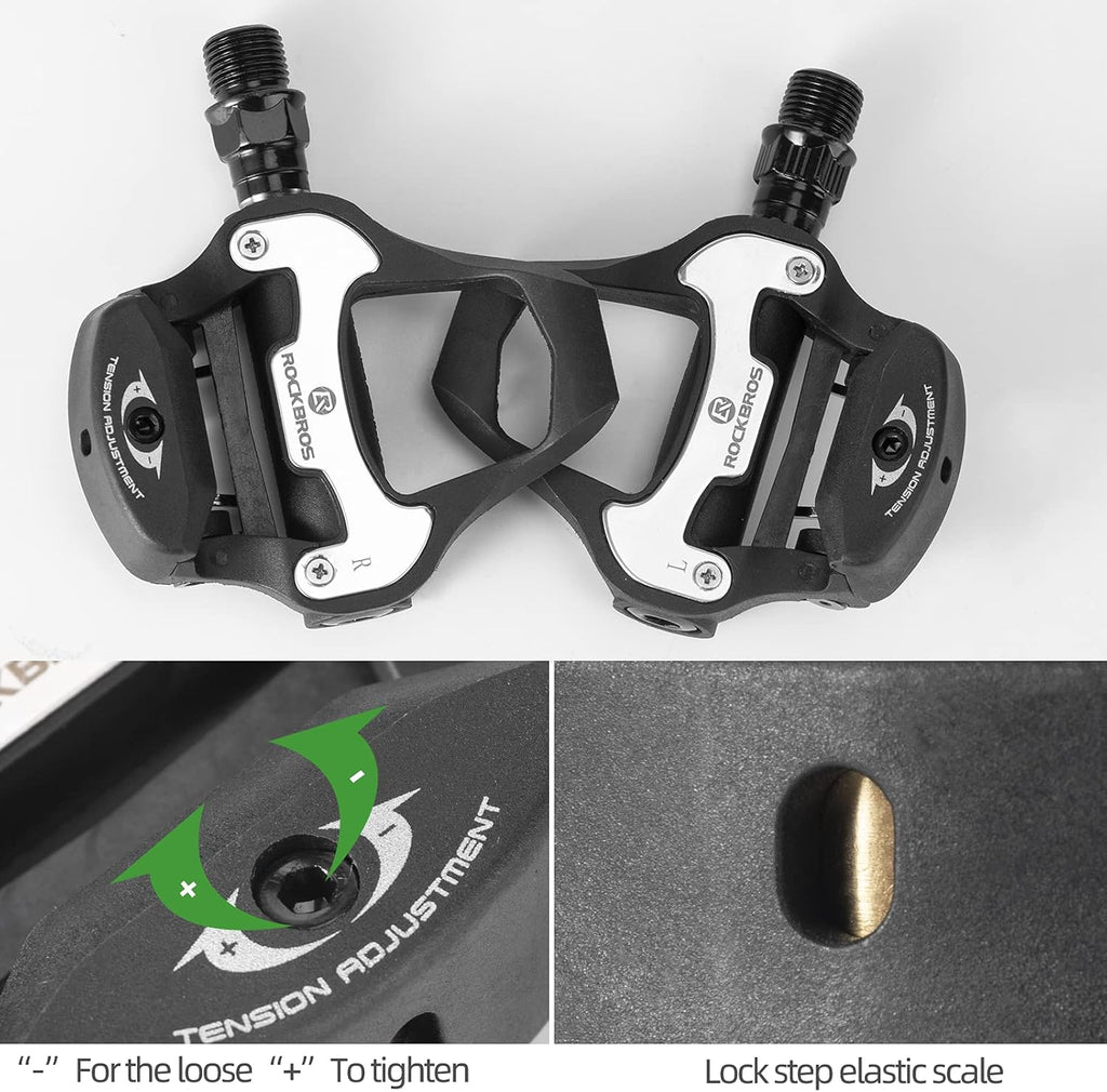 ROCKBROS Clipless Bike Pedals - Compatible with Look KEO | Durable Road Bicycle Pedals Set